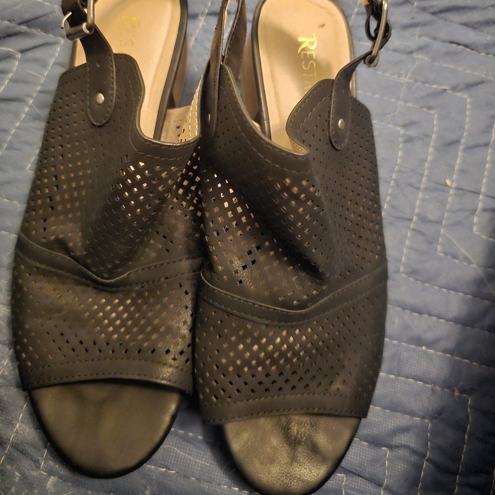 Restricted Black Suede Block Heel